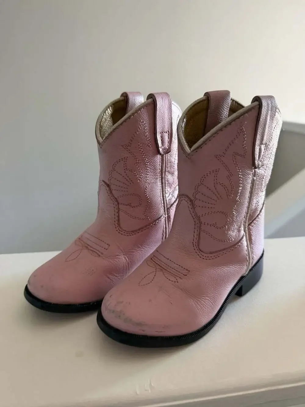 Masterson Boot Co. Pink Embroidered Leather Cowgirl Boots - Toddler Size 6